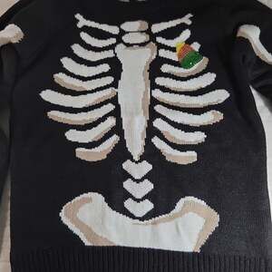 Blizzard Bay Halloween Skeleton Crew Neck Sweater with Sequin Candy Corn